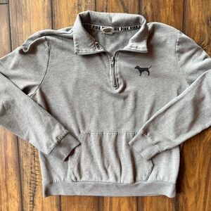 PINK Victoria's Secret Gray Quarter-Zip Sweatshirt With Kangaroo Pocket
